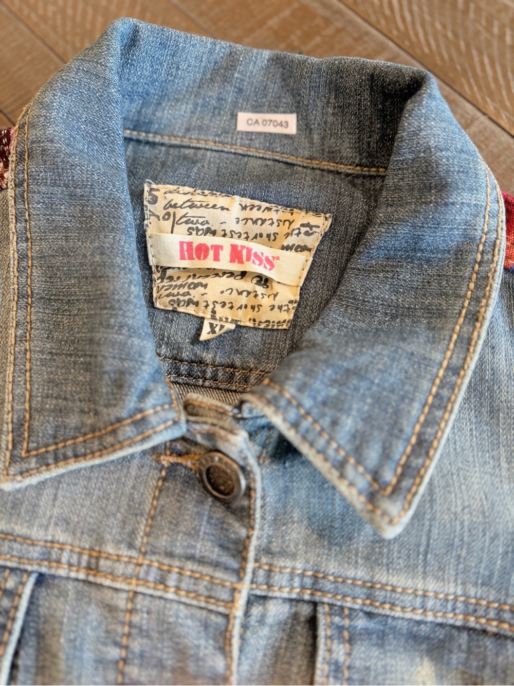 Vintage Y2K Hot Kiss Patchwork Denim Jacket Women’s XL - Picture 2 of 6